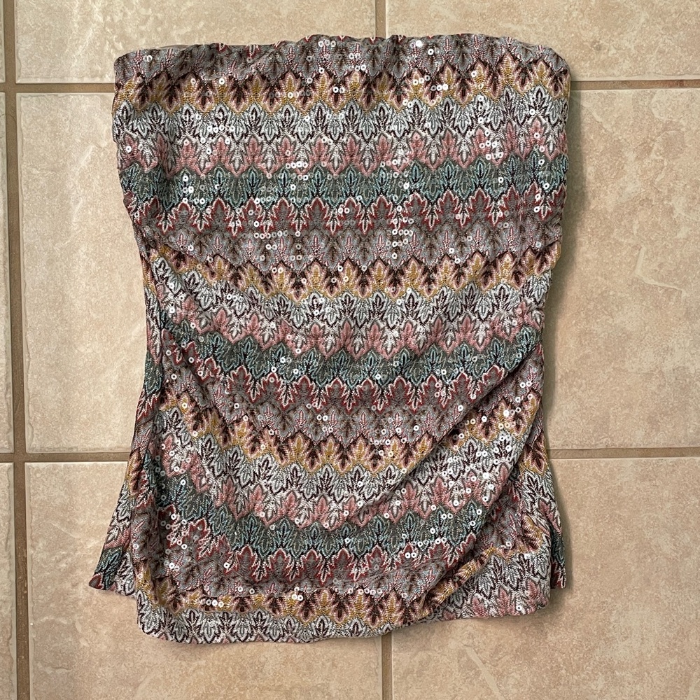 Multicolor Sequin Strapless Top